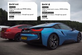 bmw i8, bmw m4, gyorsulási verseny, top gear, videó