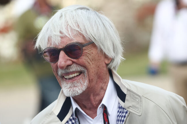 Bernie Ecclestone before the Formula 1 Bahrain Grand Prix at Bahrain International Circuit in Sakhir, Bahrain on March 5, 2023. (Photo by Jakub Porzycki/NurPhoto via Getty Images)